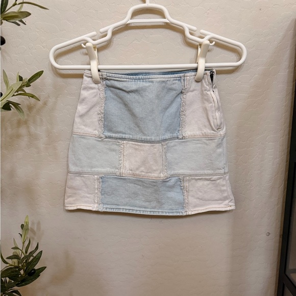 PacSun Dresses & Skirts - PacSun Patchwork Mini Skirt - Light Blue and White
